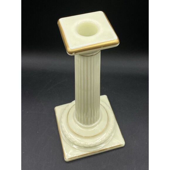 Cambridge Glass 9.5" Doric Column Candlestick Ivory Uranium Glows No. 65 Single - Picture 13 of 16